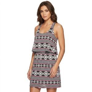 bebe Gray Short Geometric Dress Women Sleeveless Knit Size S